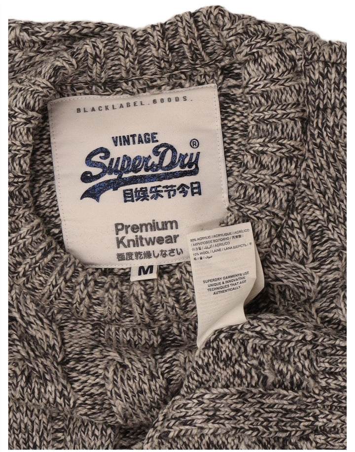 Pulover Superdry pentru bărbați cu decolteu rotund, gri mediu, acrilic cu pete