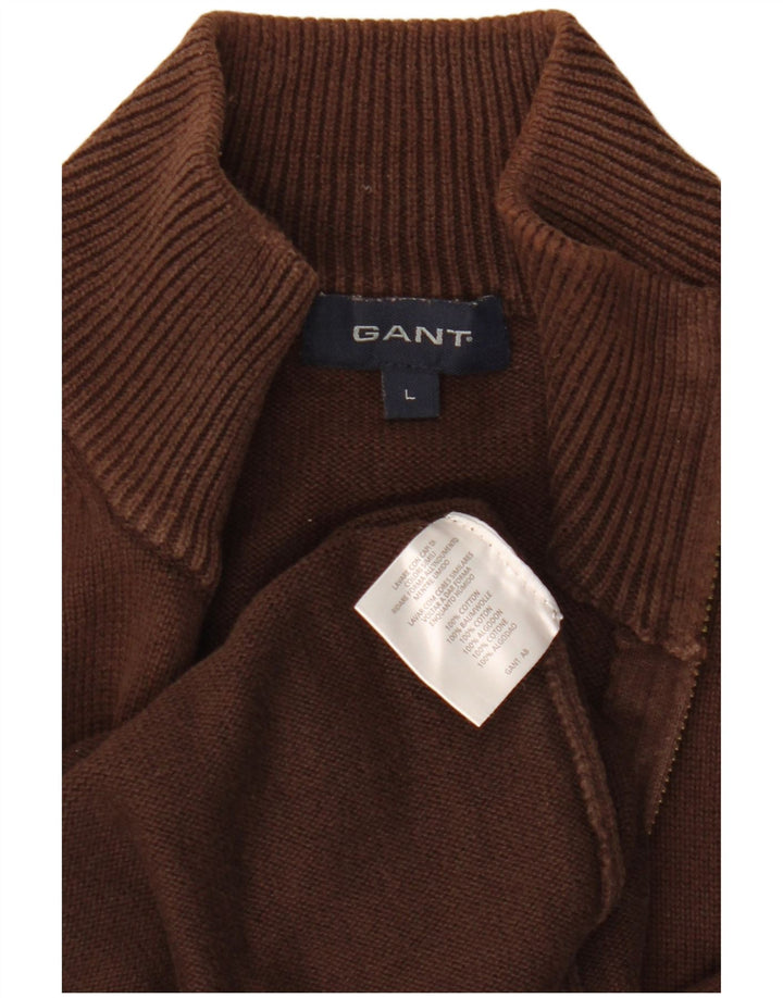 Pulover cardigan pentru bărbați Gant, bumbac maro mare