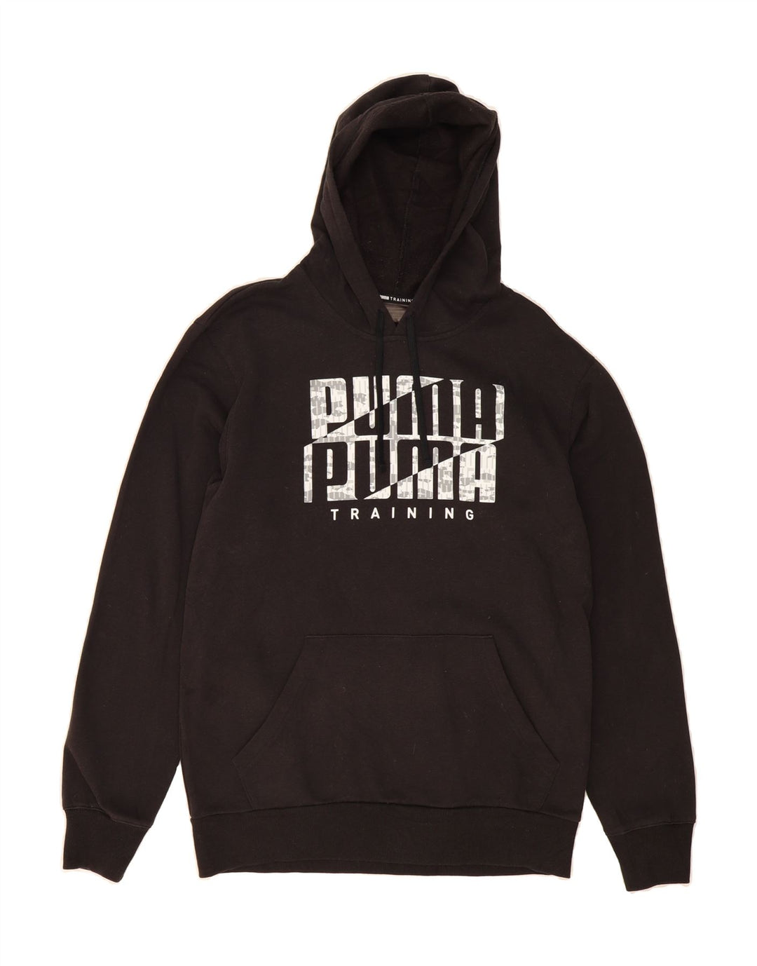 PUMA Mens Graphic Hoodie Jumper Medium Black Cotton Vintage Puma and Second-Hand Puma from Messina Hembry 
