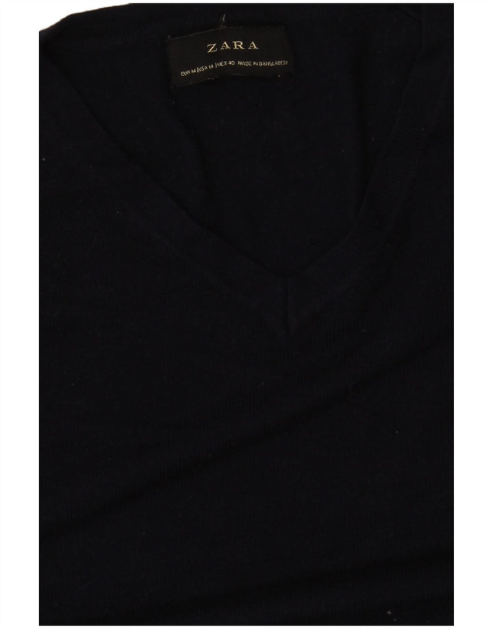 Pulover cu decolteu în V Zara pentru femei UK 14 Medium Bleumarin