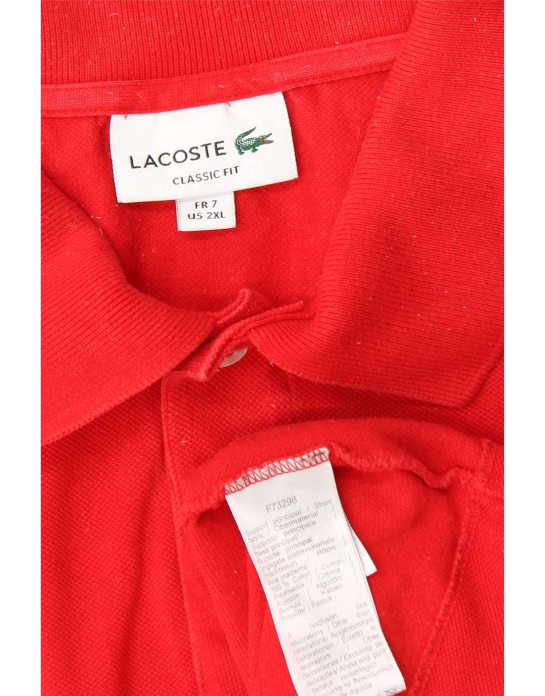 Tricou polo LACOSTE pentru bărbați, cu tăiere clasică, mărimea 7 2XL bumbac roșu