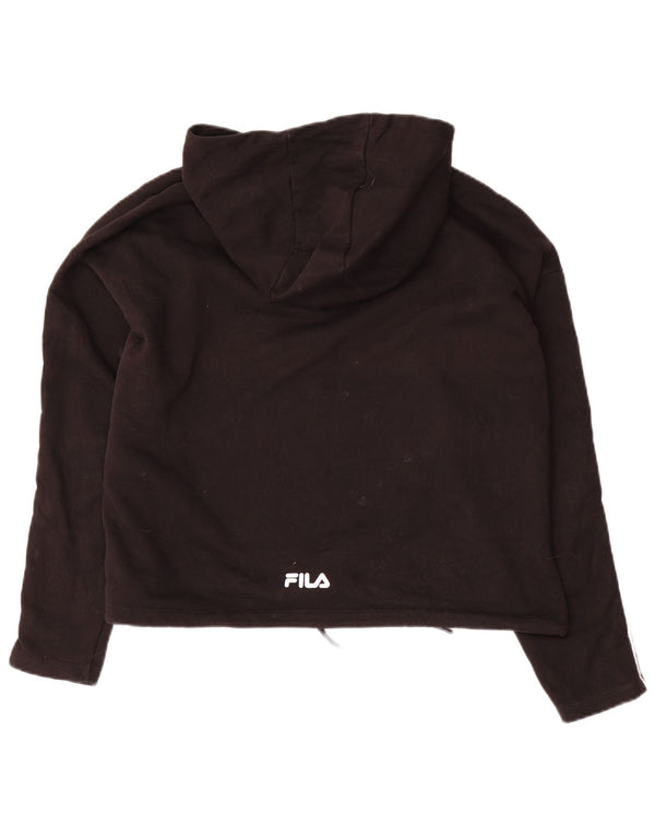 Pulover pentru damă FILA Crop, supradimensionat, cu glugă, UK 14, bumbac mediu negru