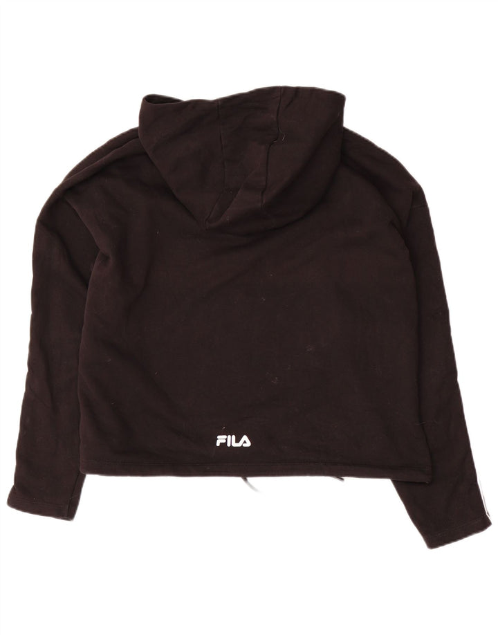 Pulover pentru damă FILA Crop, supradimensionat, cu glugă, UK 14, bumbac mediu negru