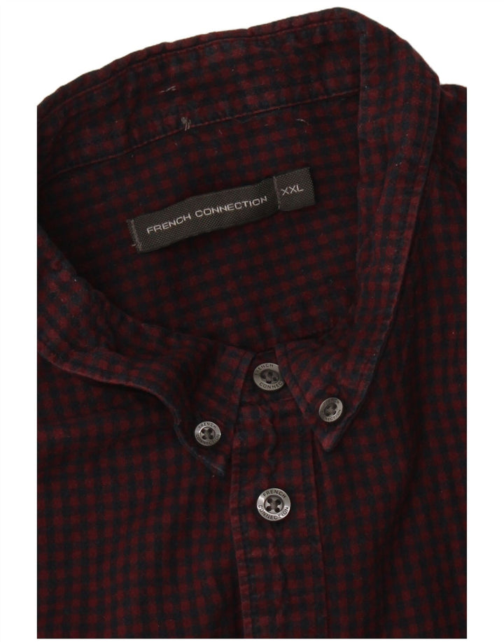 FRENCH CONNECTION Cămașă de flanel pentru bărbați 2XL Burgundy Check