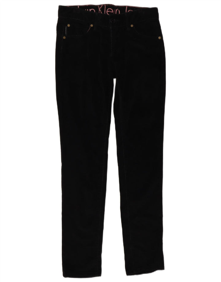 CALVIN KLEIN Pantaloni skinny din velur pentru femei L27 L32 bumbac negru