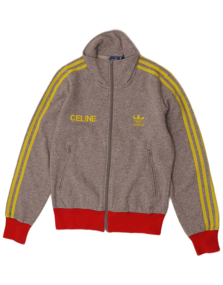 Jachetă de top pentru trening grafic Adidas pentru femei UK 10, gri mic, color block