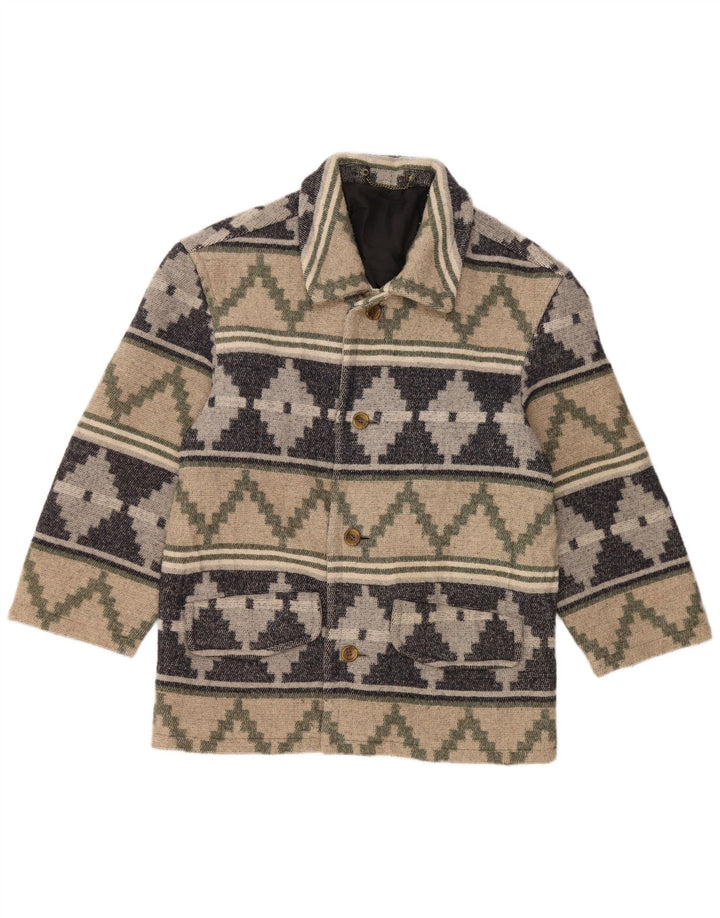 Jachetă Blazer Bărbați VINTAGE cu 4 nasturi UK 38 Medium Bej Fair Isle