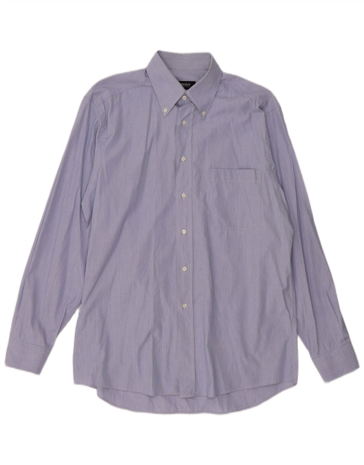 Cămașă pentru bărbați Hugo Boss, bumbac cu dungi albastre medii