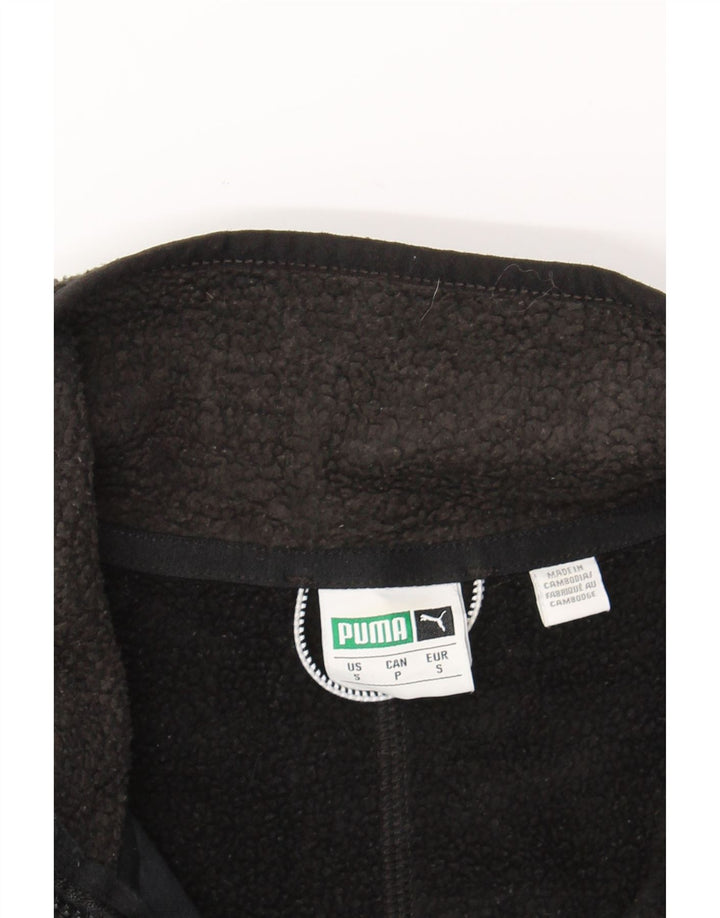 PUMA Mens Graphic Zip Neck Fleece Jumper Small Black Colourblock Polyester Vintage Puma and Second-Hand Puma from Messina Hembry 