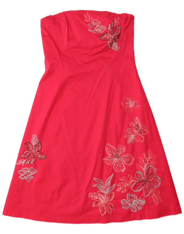 Rochie fără bretele pentru femei Coast UK 14 Medium Pink Floral Bumbac