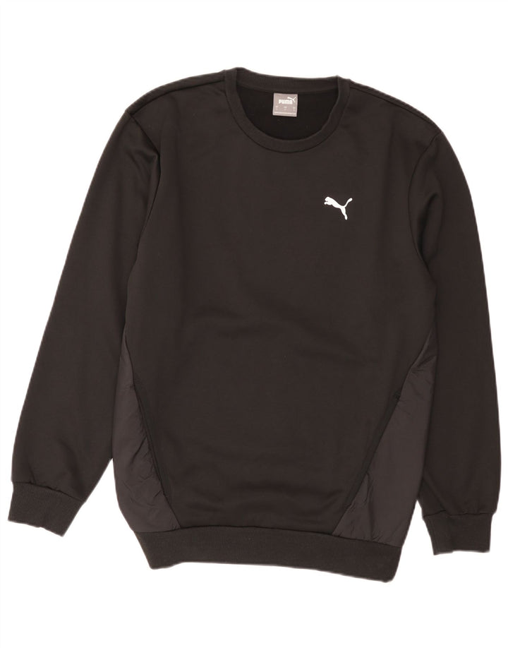 Pulover Puma pentru bărbați, bumbac color bloc negru mic