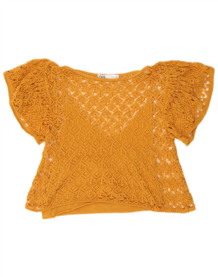 Top Crochet Crochet pentru femei Zara UK 10 Small Yellow