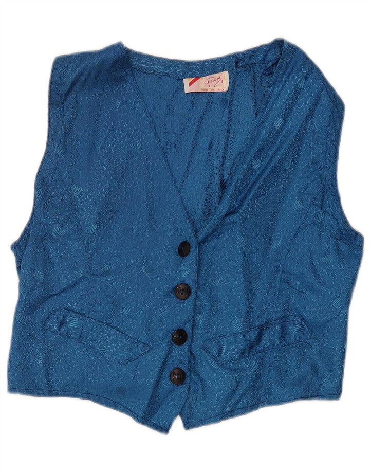 Vestă vintage pentru femei UK 12 Medium Blue Geometric Classic