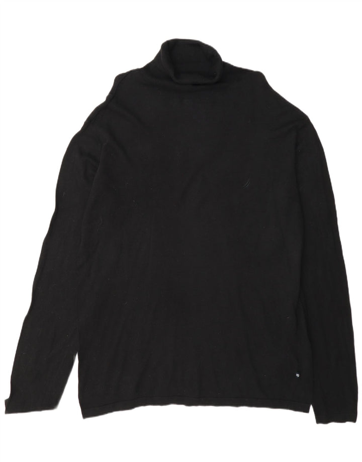 Pulover Nautica pentru bărbați cu gât rulat, bumbac negru 2XL