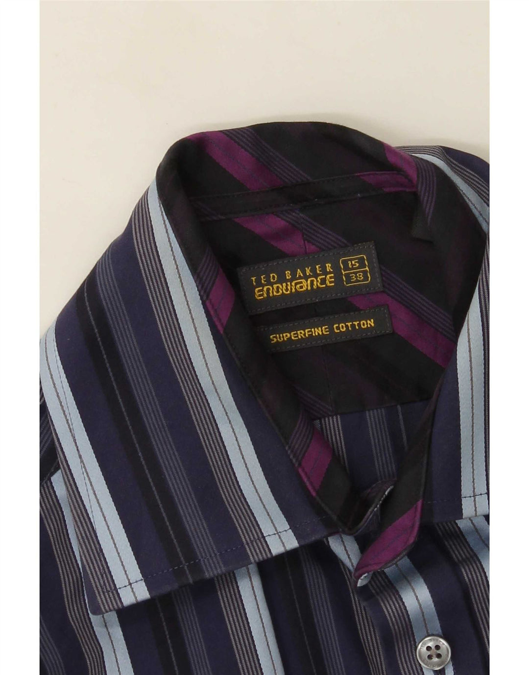 Cămașă formală pentru bărbați Ted Baker Mărimea 38 15 Bumbac cu dungi albastru bleumarin mediu