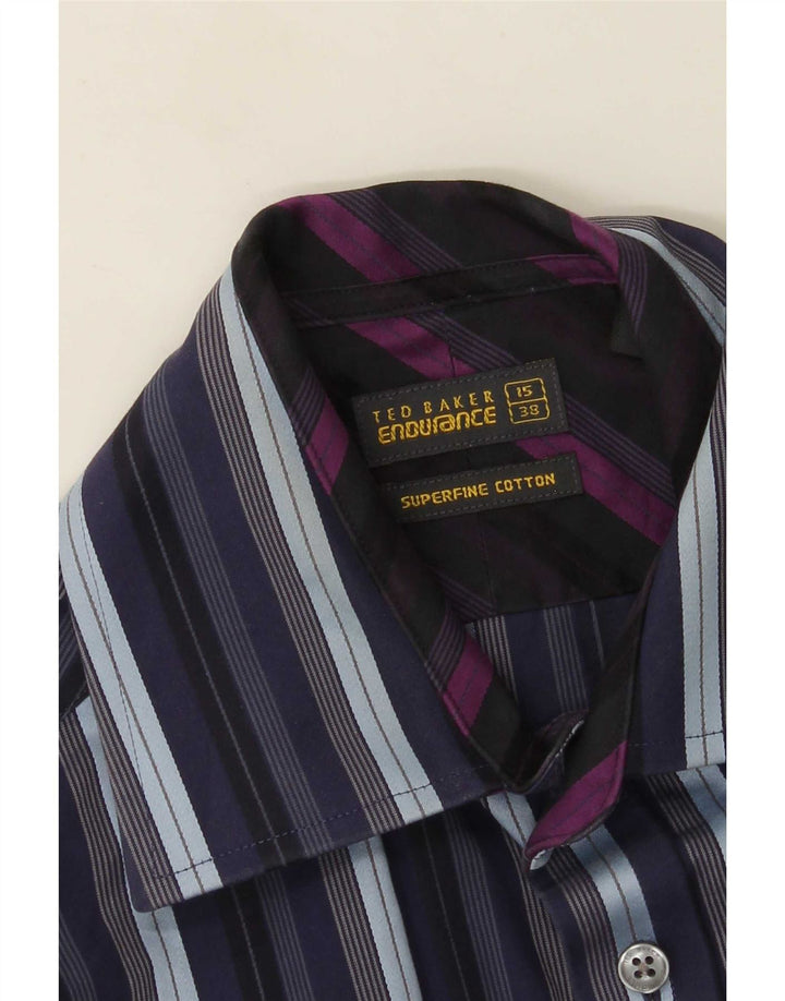 Cămașă formală pentru bărbați Ted Baker Mărimea 38 15 Bumbac cu dungi albastru bleumarin mediu