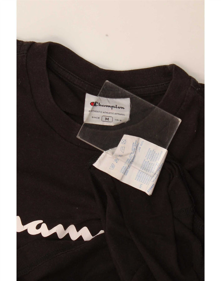 Tricou grafic Champion pentru bărbați Top mediu din bumbac negru