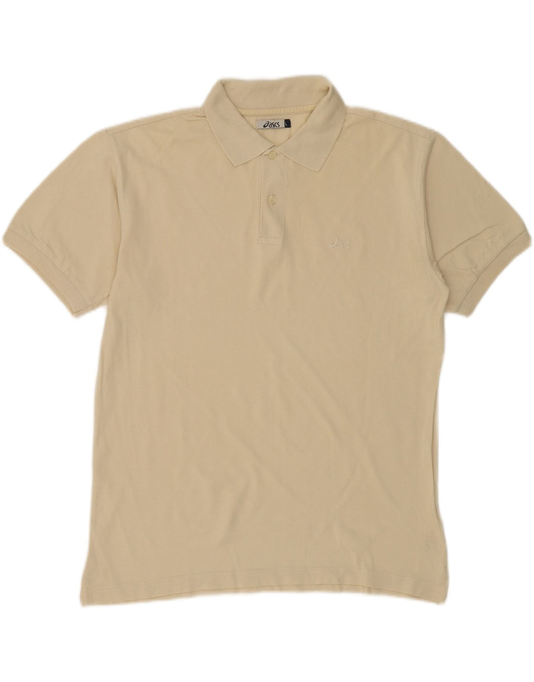 ASICS Mens Polo Shirt Large Beige Cotton