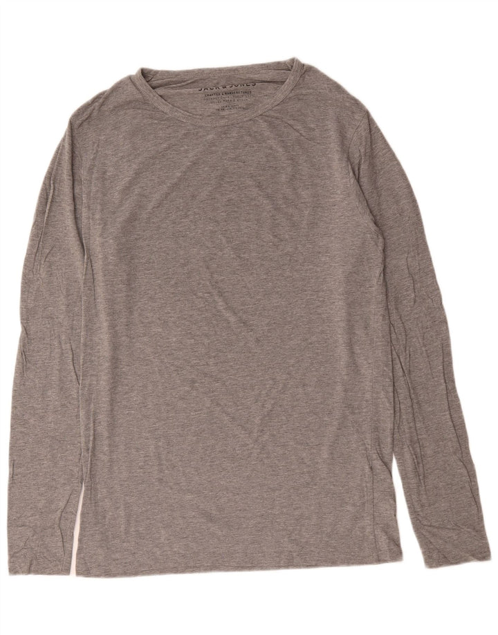 Jack & Jones Top pentru bărbați cu mânecă lungă mare, gri bumbac