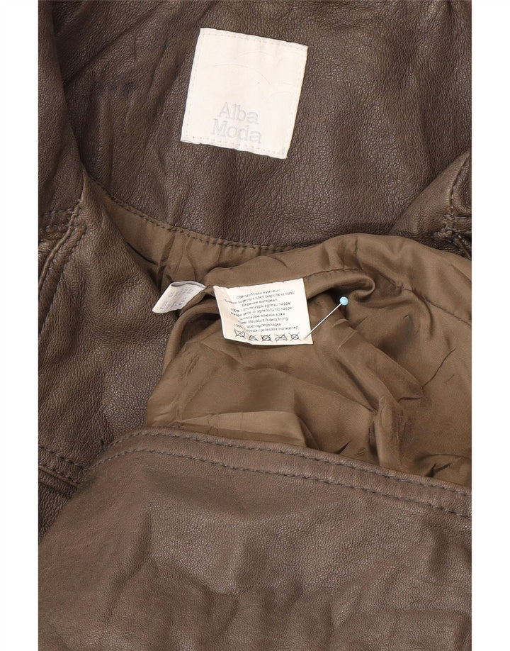Palton militar din piele pentru femei ALBA MODA UK 20 2XL piele maro