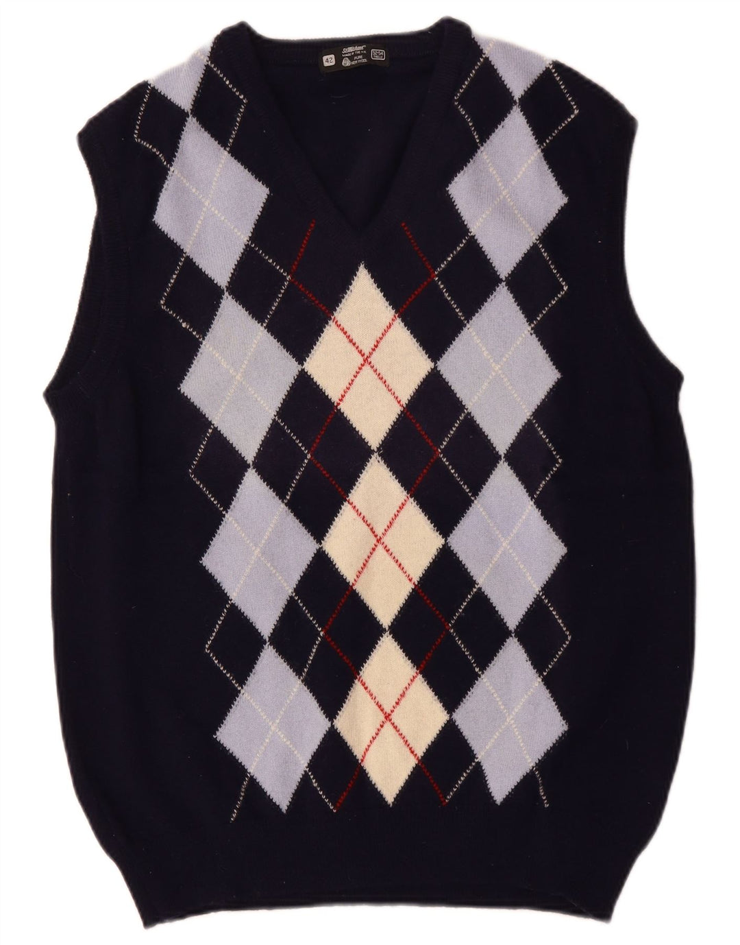 ST MICHAEL Vestă bărbați Tank Top IT 52/54 mare bleumarin Argyle/Diamond