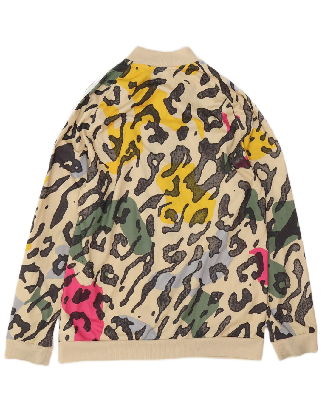 Jachetă de trening pentru fete ADIDAS 15-16 ani, bej, poliester cu imprimeu animal