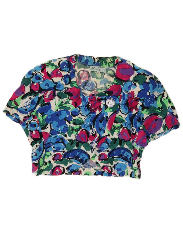 Bluză de damă vintage cămașă crop IT 42 Medium Multicolor Floral