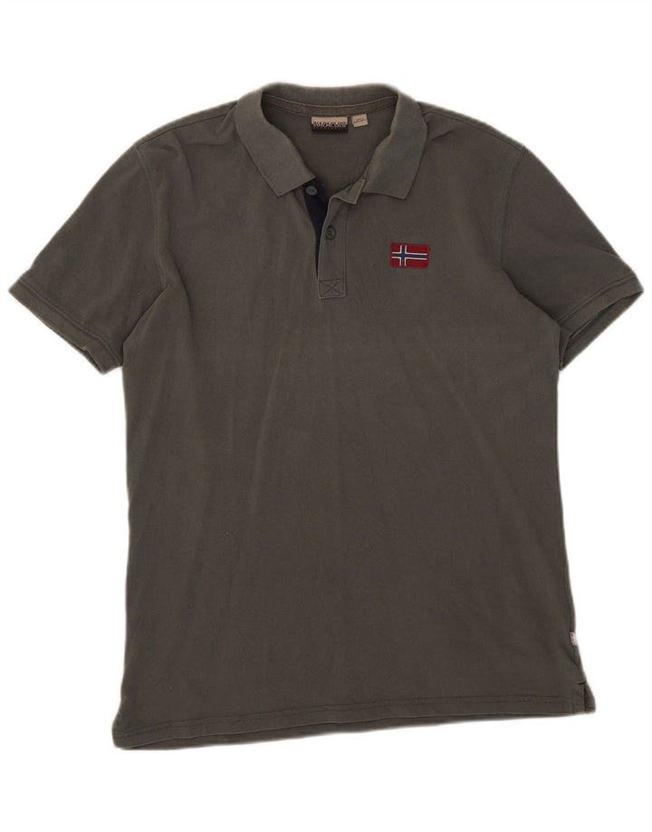 Tricou polo Napapijri pentru bărbați, kaki mediu