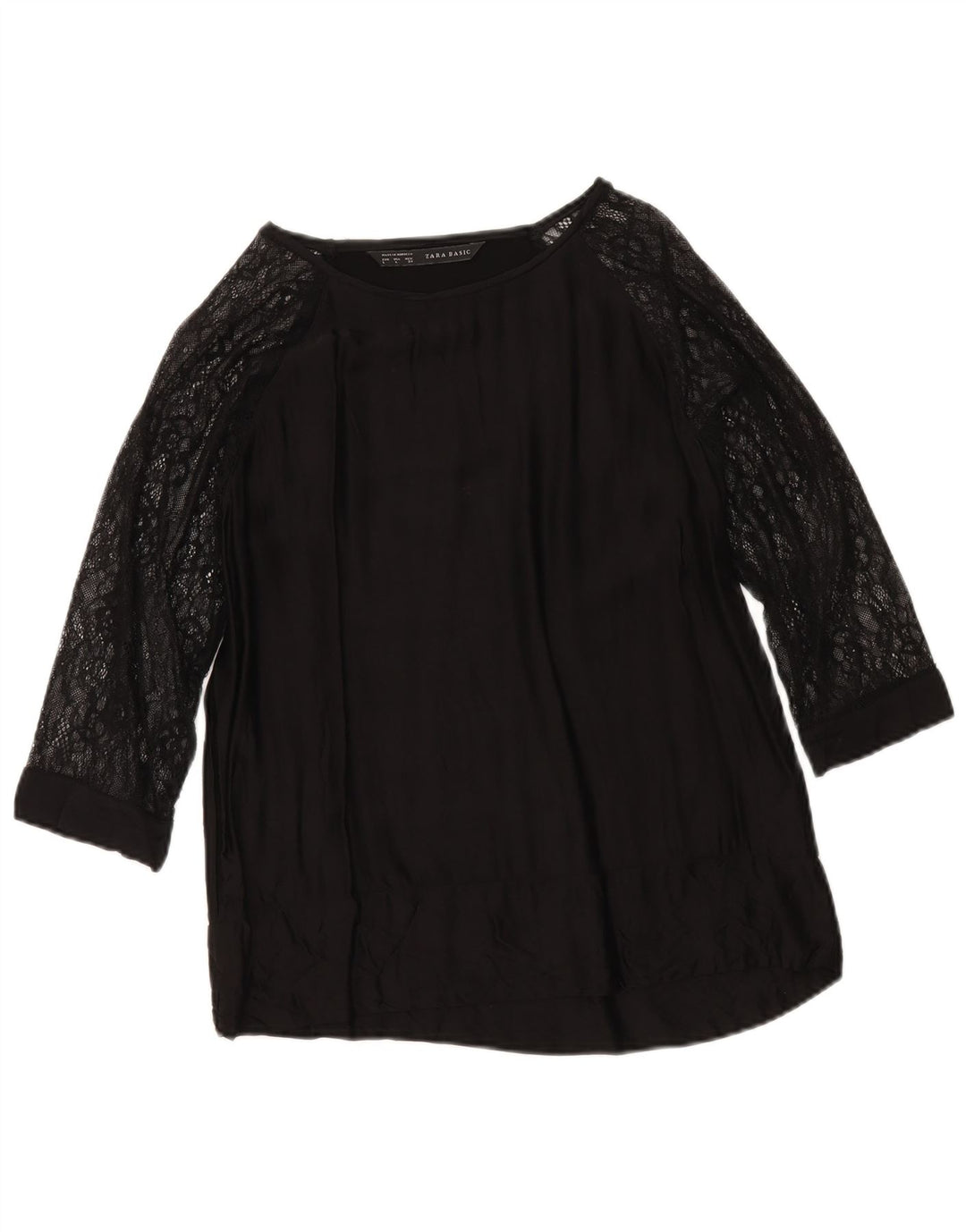 Top femei Zara cu mâneci 3/4 UK 16 mare, negru, viscoză