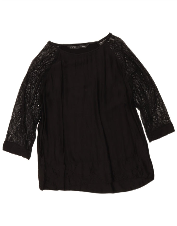 Top femei Zara cu mâneci 3/4 UK 16 mare, negru, viscoză