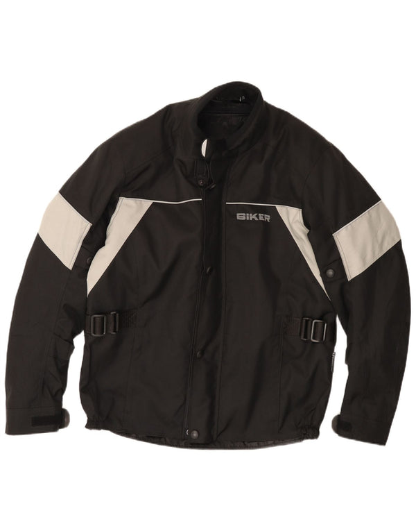 Jachetă pentru bărbați Biker Biker Racer Mărimea 50 Mediu Negru Poliester Colorblock