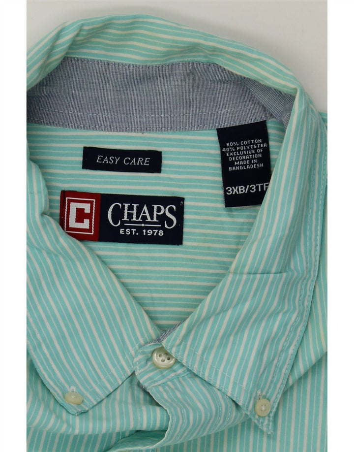 CHAPS Mens Easy Care Shirt 3XL Blue Pinstripe Cotton Vintage Chaps and Second-Hand Chaps from Messina Hembry 