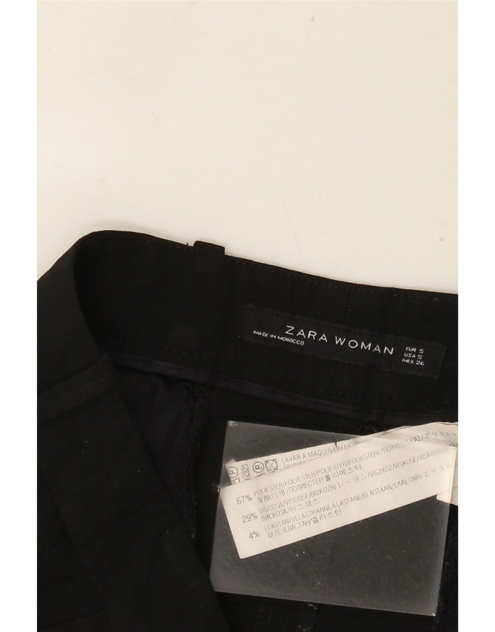Pantaloni chino drepți ZARA pentru femei Mici L26 L26 Poliester negru