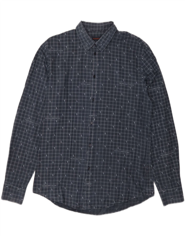Cămașă pentru bărbați Trussardi Jeans Mărimea 42 mare, albastru marin Vichy
