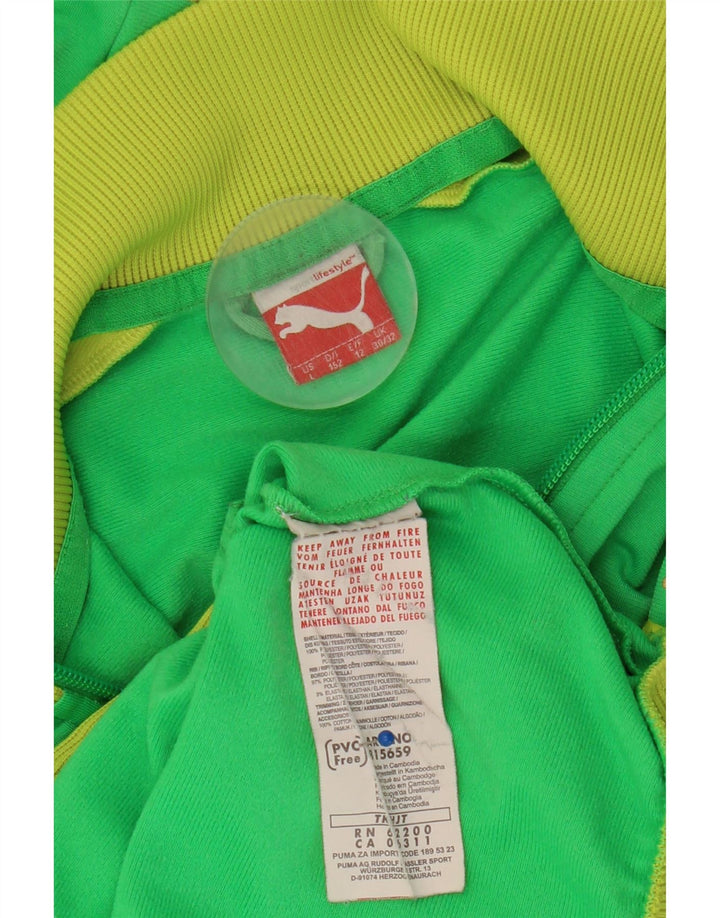 Jachetă de trening Puma pentru băieți 11-12 ani, verde, poliester color bloc