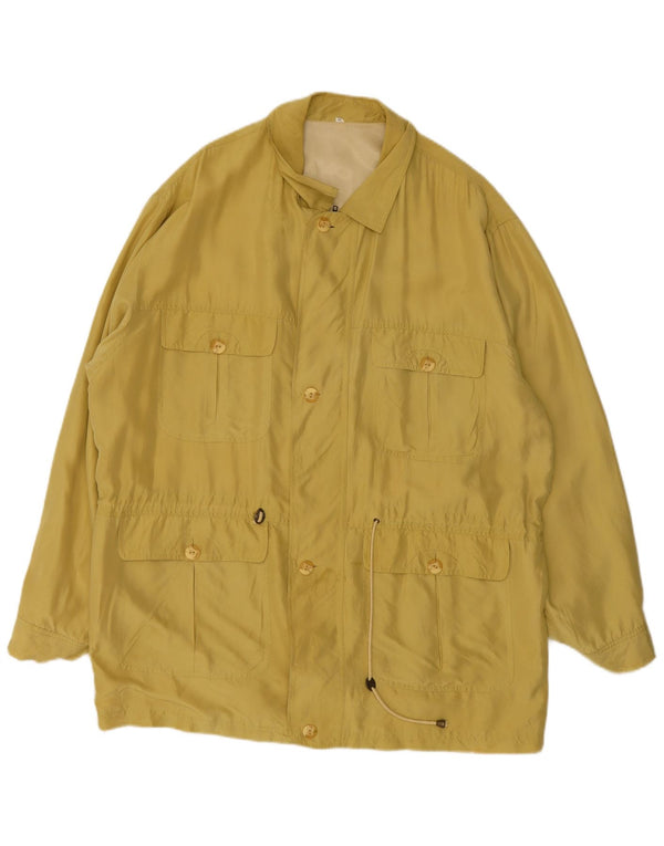Jachetă vintage pentru bărbați, UK 44 2XL, mătase galbenă