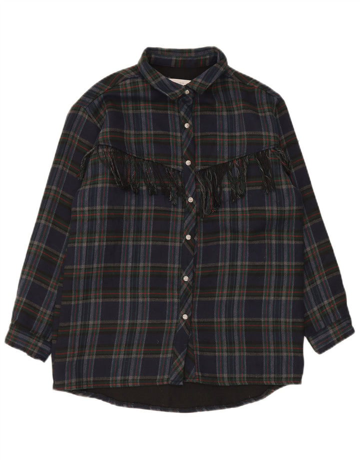 Zara Băieți Supracămașă Cămașă Flanel 13-14 Ani Bleumarin Poliester Check