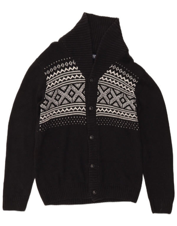 Pulover cardigan pentru bărbați CHAPS, mic, negru, din bumbac Fair Isle