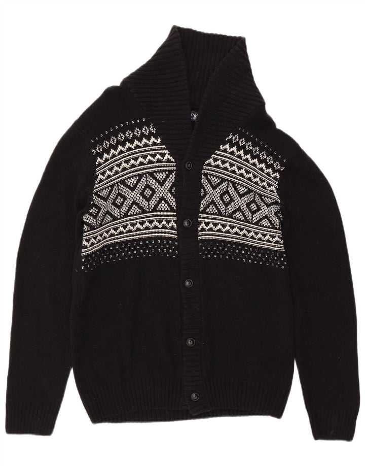 Pulover cardigan pentru bărbați CHAPS, mic, negru, din bumbac Fair Isle