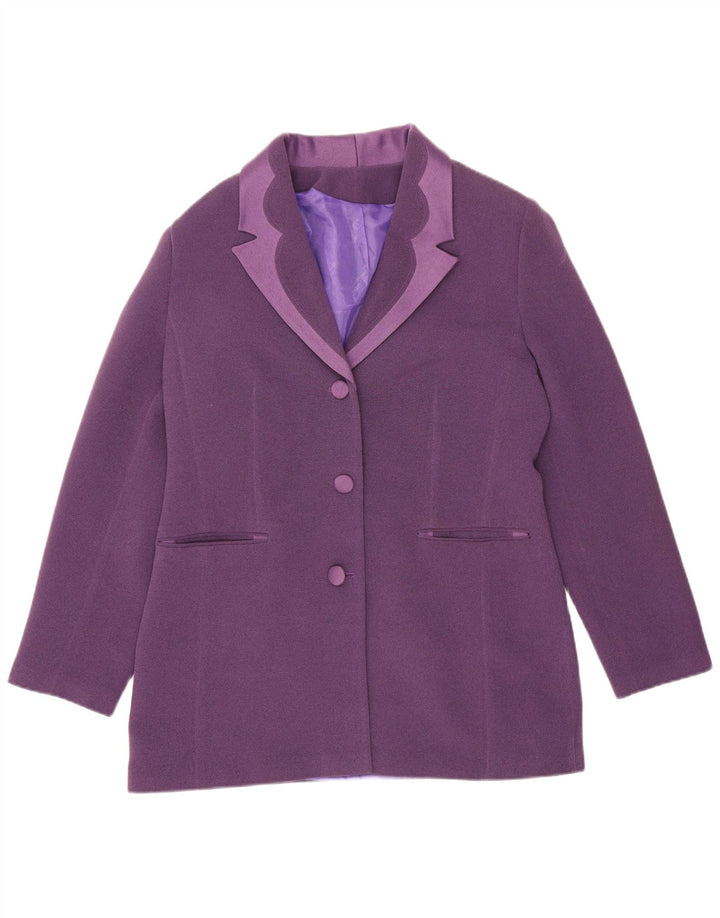 Jachetă vintage pentru femei cu 3 nasturi, UK 12, violet mediu