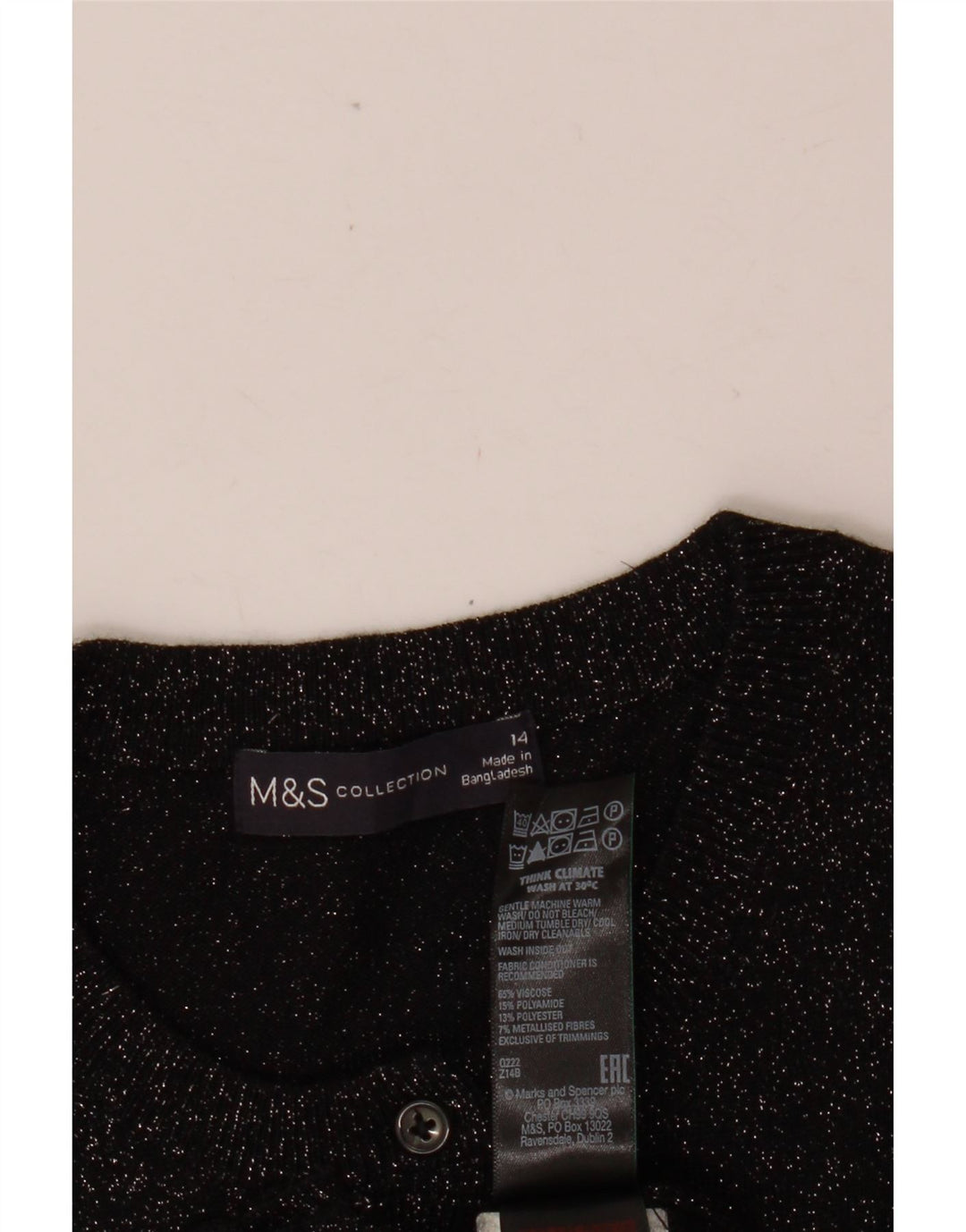 MARKS & SPENCER Pulover cardigan crop pentru femei UK 14 Medium Black Flecked