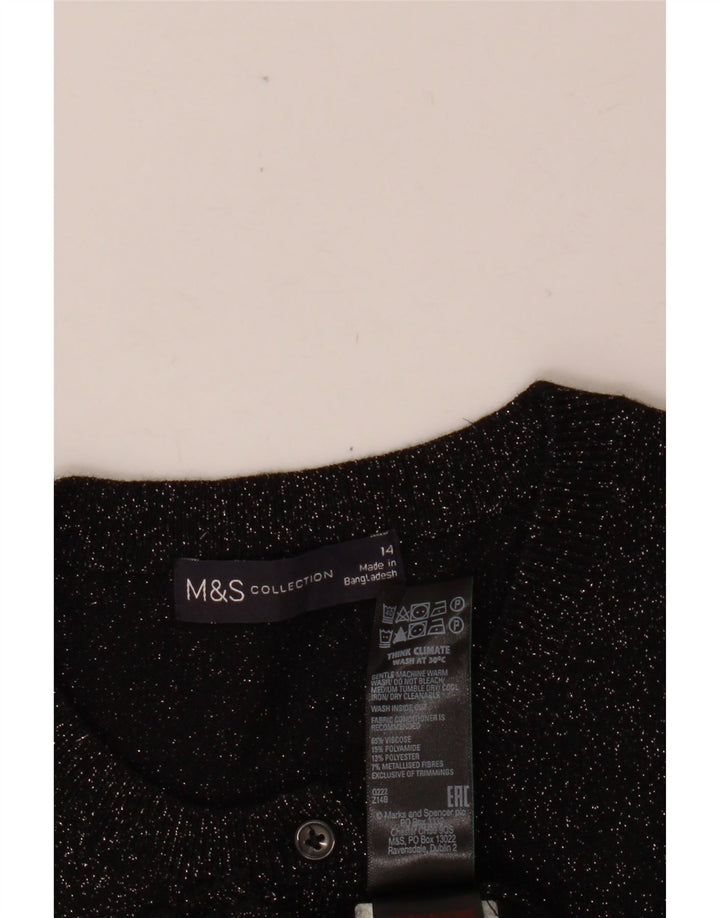 MARKS & SPENCER Pulover cardigan crop pentru femei UK 14 Medium Black Flecked