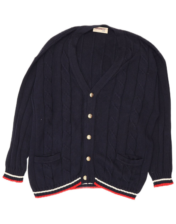 Pulover cardigan pentru bărbați Bennett's IT 56 XL bumbac cu dungi bleumarin