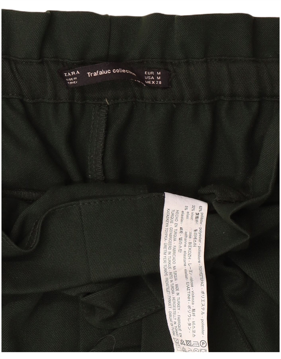 Pantaloni casual ZARA pentru damă, L28 L27, poliester verde