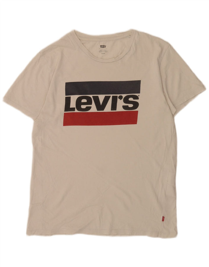 Tricou grafic Levi's pentru bărbați Top mediu alb din bumbac color bloc