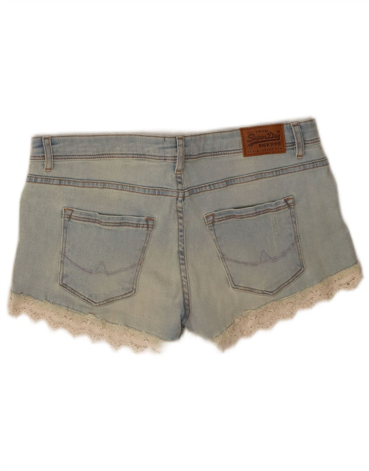 Pantaloni scurți din blugi pentru femei Superdry W28, bumbac albastru mediu