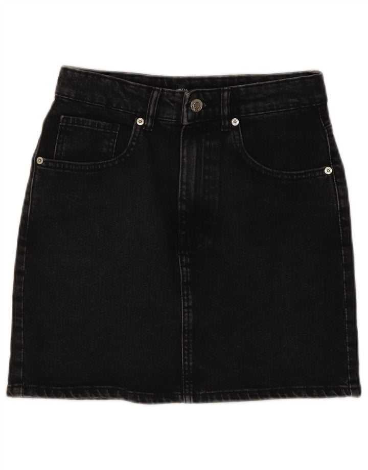 Fusta Mini Denim Zara Femei Mic W26 Bumbac Gri