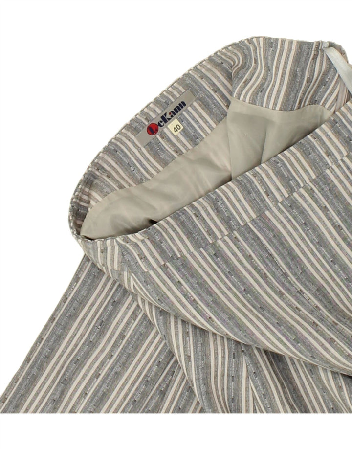 VINTAGE Womens A-Line Skirt EU 40 Medium W32 Grey Striped Vintage Vintage and Second-Hand Vintage from Messina Hembry 