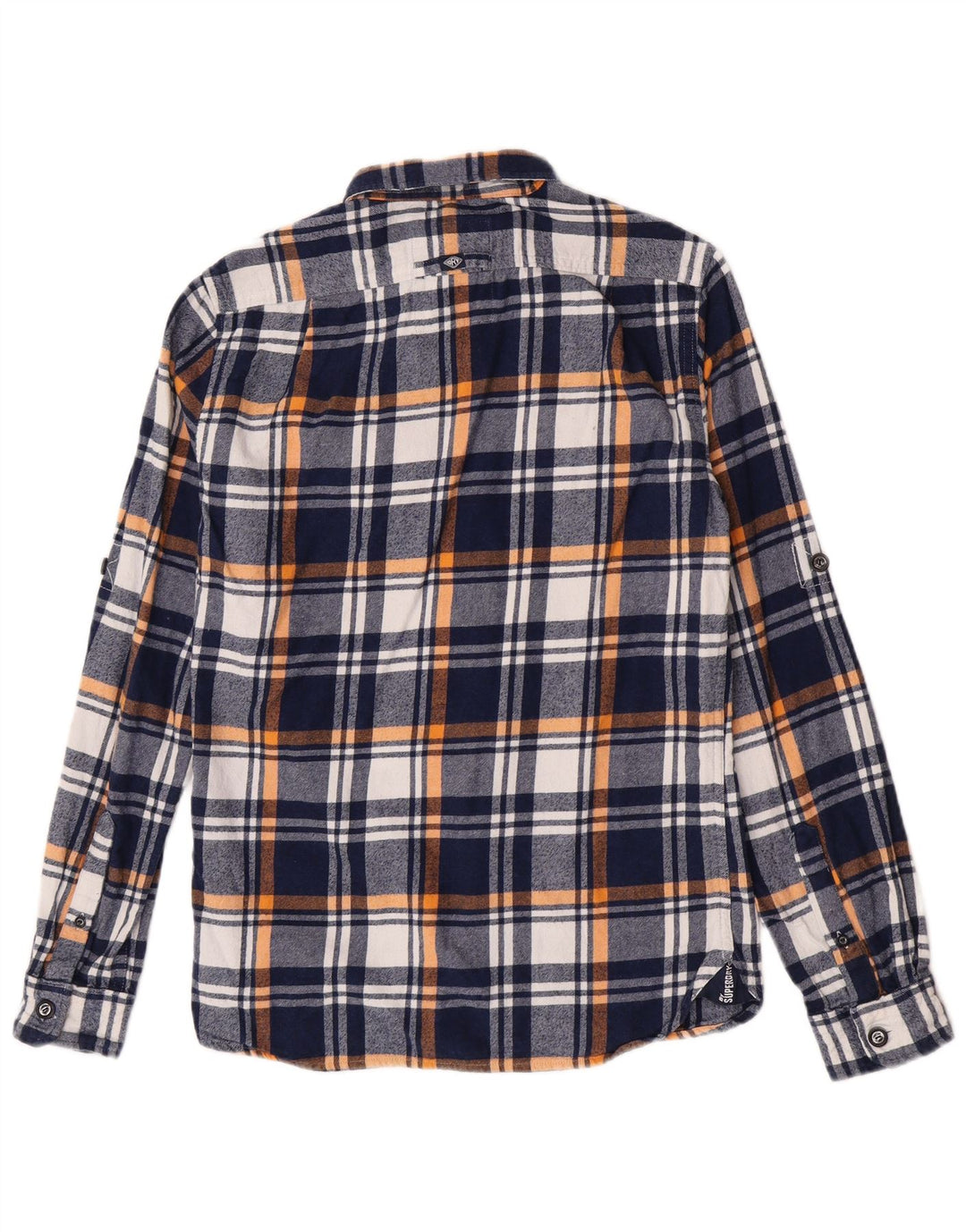 Cămașă de flanel pentru bărbați Superdry, bumbac cu carouri bleumarin mediu