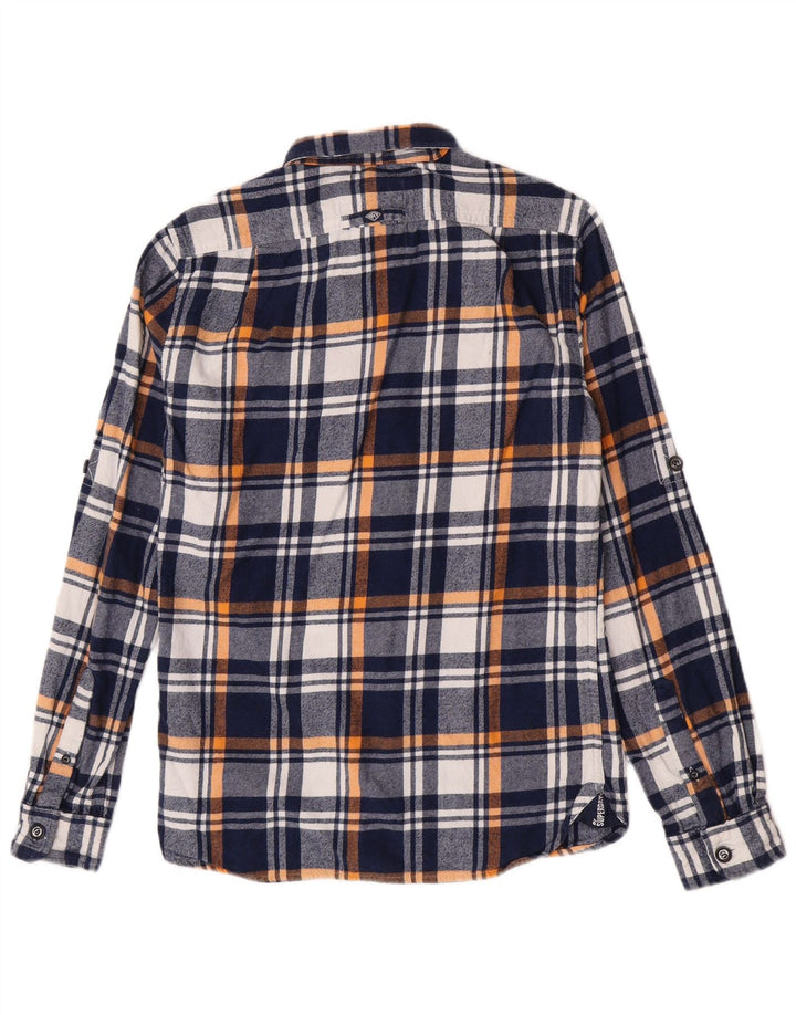Cămașă de flanel pentru bărbați Superdry, bumbac cu carouri bleumarin mediu